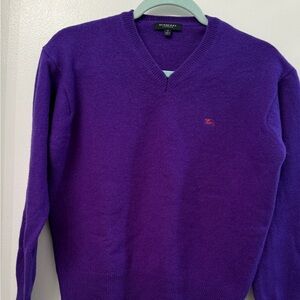 Burberry Purple V-Neck Men's Sweater size small